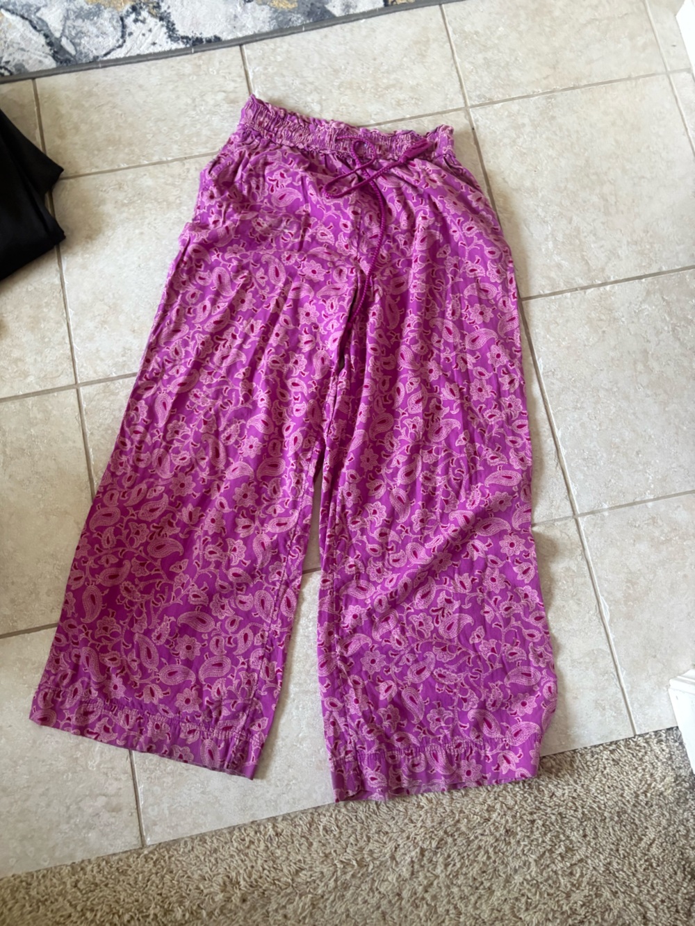 Knox Rose Magenta Paisley Wide-Leg Pants size small boho